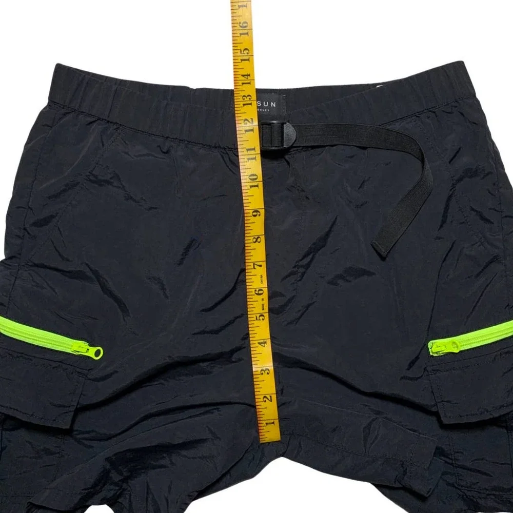 PacSun | Men | Black Neon Green Nylon Board Shorts | Size Medium